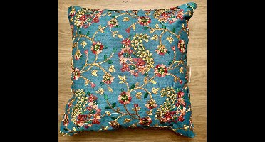 Kussens woonkamer - kussenhoes 35 x 35 cm - kussensloop - sierkussens - cushion cover - katoensilk - Kussenhoesjes - 2 stuks - etnisch Indiaas - borduurwerk - embroidery