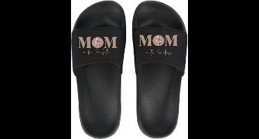 Slippers dames - met naam kind en foto - Cadeau Mama Sinterklaas Kerst Moederdag - Persoonlijke slippers met naam en foto - Slippers Mama - Zwart - Dames - Maat 35/36