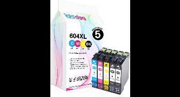 Inktdag inktcartridges voor Epson 604XL, Epson 604 inkt, Epson 604 cartridge multipack van 5 kleuren voor Epson Expression Home XP-2200 XP-2205 XP-3200 XP-3205 XP-4200 XP-4205 Workforce WF-2910 WF-2930 WF-2935 WF-2950