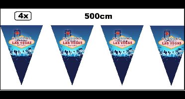 4x Vlaggenlijn Viva Las Vegas 500cm - Casino feest verjaardag fun festival evenement