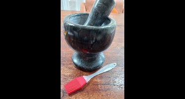 M.T.C© Vijzel -kruiden stamper-Antraciet grijze vijzel met stamper van graniet 13 cm - Keuken/kookbenodigdheden - Kruiden en specerijen vermalen - Pasta's en pesto maken - Vijzels