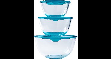 Pyrex - Prep & Store Mengkom met Deksel 3-Delig - Transparant - Borosilicaatglas