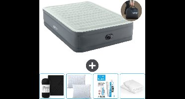Intex Luchtbed - Twijfelaar - 137 x 191 x 46 cm - Grijs - Inclusief pomp - Hoeslaken - Kussen - Kussenbeschermer en Reparatieset