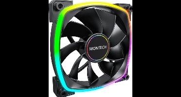 Montech RX140 PWM ARGB Black - Ventilatorhuis - 140mm - 600 - 1.600 rpm - 27.9 dBA - ARGB LED - 4-pin PWM