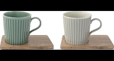 Koffiekop/thee set/2 beker 38 cl + schotel acacia TBR4