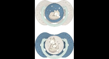 Difrax LOVI Dynamische Fopspeen - 6 tot 18 Maanden - Lichtblauw & Beige - 2 Stuks