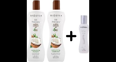 BioSilk Coconut Oil Voordeelset - 2x355ml + Gratis BioSilk Silk Therapy 67ml