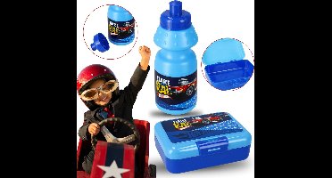 Hot Wheels Blauwe Set Waterfles 350ml + Lunchbox STARPAK