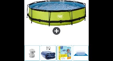 EXIT Rond Lime Frame Zwembad - 360 x 76 cm - Inclusief Pomp Solarzeil - Onderhoudspakket - Grondzeil - Nu extra voordelig
