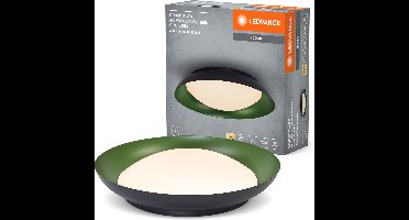 LEDVANCE Orbis Plate LED plafondlamp, zwart-groen, 35W, 1700lm, 3000K, 430mm, 830 vriendelijk warm wit, dimbaar in 3 niveaus door te trappen, IP20 bescherming, inclusief montageschroeven en pluggen
