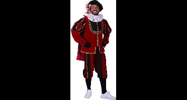 Roetpiet Deluxe "Tarragona", Zwart-Rood Kostuum - XXL