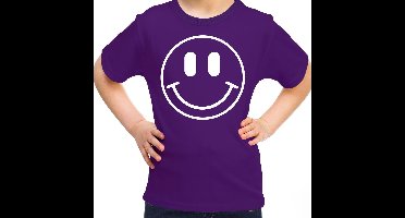 Bellatio Decorations Verkleed shirt meisjes - Smile / Emoticon - paars - carnaval - feestkleding voor kinderen 158/164