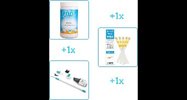 Zwembad Onderhoudsbundel - Zwembad Onderhoud Starterspakket bevat Chloor - Testrips en Stofzuiger - Ideaal voor Opzetzwembaden (3-delig)