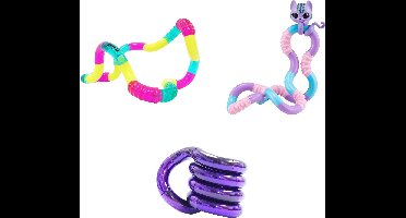 Tangle Junior - Textured Oranje Blauw / Kitty / Metallic Paars - Combo 3-Pack - The Original Fidget
