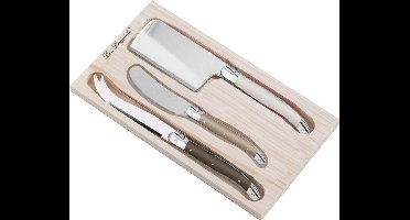 Lou laguiole 3 delige kaasset mixed bruin/parelmoer en taupe