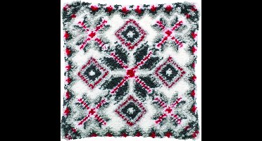 Pako Smyrna knoop kussen borduurpakket - Noorse patronen - geprint stramien - 013.326 - DIY kit