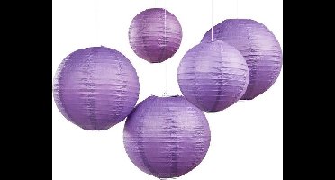 Ginger Ray Feest lampion - paars - 30 & 20,5 cm (5 stuks)