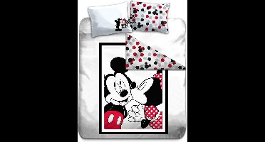 Disney Mickey Mouse Kiss - Dekbedovertrek - Tweepersoons - 200 x 200 cm - Multi