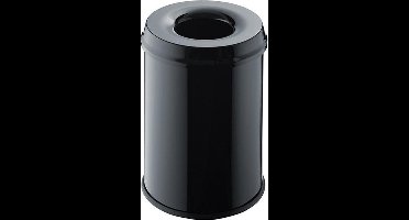 HELIT Metalen safety afvalbak - 15 liter - Metaal - Zwart - dxh 260x335 mm