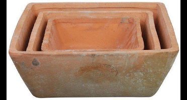 Set van 3 vierkante potten aged terra cotta