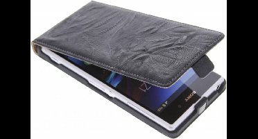 Zwart kreukelleder flipcase - Sony Xperia Z1