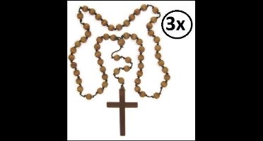 3x Luxe kruis met kralen ketting