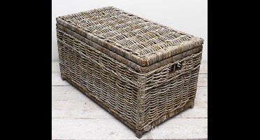 Migo Styling - Stijlvolle Opbergmand met Deksel - Grijs Rotan - 90x50xH50 - Veelzijdig en Praktisch