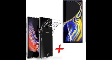 Transparant Hoesje + Screenprotector PET geschikt voor Samsung Galaxy Note 9 - Soft TPU Gel Siliconen Case - van iCall
