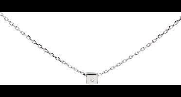 Silver Lining ketting - zilver - gerodineerd - vierkant - zirkonia - anker - 40 + 3 cm