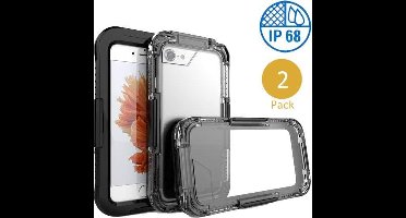 2x Hoesje geschikt voor Apple iPhone 6 Plus / 6s Plus - Waterdicht Hoesje Zwart IP68 Certifering voor het Zwemmen en Skiën tot 10 meter Waterproof - Heavy Armor Beschermend Hoesje tegen Valschade