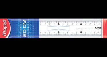 Maped platte liniaal 20 cm transparant kunststof met handgreep