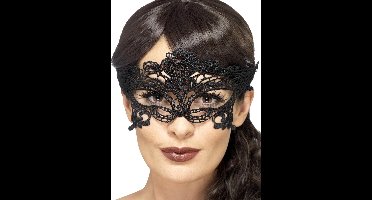Carnaval gemaskerd bal kanten oogmasker - zwart - voor dames - verkleed masker