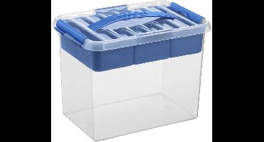 Sunware Q-line opbergbox met inzet 9L - 30.7x20x22.3 cm - Transparant/Blauw