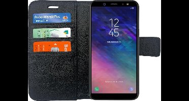 Hoesje geschikt voor Samsung Galaxy A6 2018 - Book Case Kunstleer Wallet Cover Portemonnee Pasjeshouder Hoes Zwart