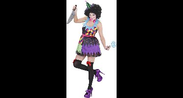 "Verkleedkostuum duiverwekkende veelkleurige clown voor dames Halloween outfit - Verkleedkleding - Large"