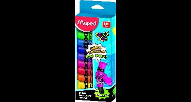 COLOR'PEPS plakkaatverf ultra uitwasbaar - assorti kleuren - tubes à 12 ml - in kartonnen doos x 12