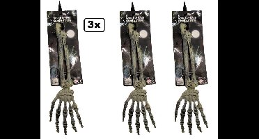 3x Skelet hand op spies - Halloween horror thema feest creepy