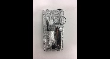 manicureset 5 delig animalprint zilver/glitter