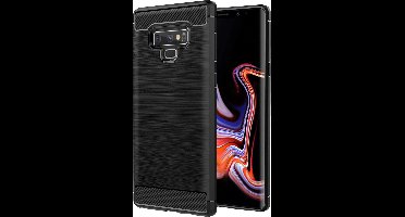 Geborsteld Hoesje geschikt voor Samsung Galaxy Note 9 Soft TPU Gel Siliconen Case Zwart - van iCall