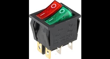 Dubbele ON-OFF schakelaar - 250V - 16A - Rood / groen