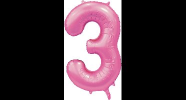 Cijferballon XXL | 3 santijn roze -