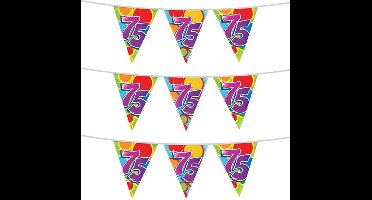 Haza Vlaggetjes 75 jaar - 3x stuks - leeftijd verjaardag - plastic 10m