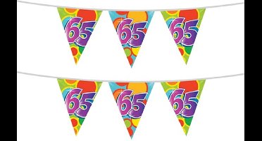 Haza Vlaggetjes 65 jaar - leeftijd verjaardag - 2x stuks - plastic 10m