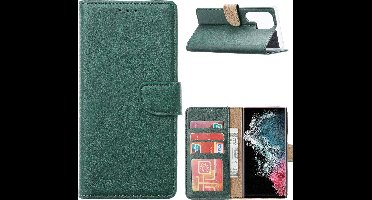 Hoesje Geschikt Voor Samsung Galaxy S23 Ultra Hoesje met Pasjeshouder – Bookcase – Groen