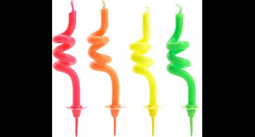 PartyDeco Verjaardagskaarsjes - Curl Mix 8 cm pk/4