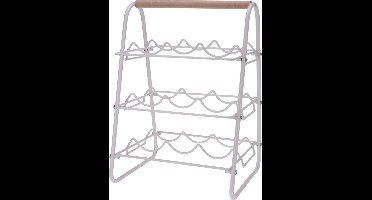 Excellent Houseware metalen wijnrek - wit - voor 9 flessen - 33 x 29 x 46 cm