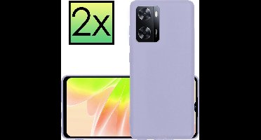 Hoesje - 2 Stuks - Geschikt voor OPPO A57 - Sterk & Shockproof - Case Siliconen - Back Cover - Telefoon Hoes - Lila
