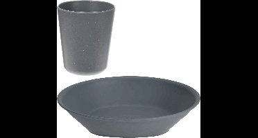 Serviesset 8-delig - kunststof - grijs - 4 personen