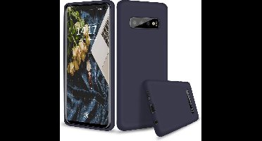 Hoesje Geschikt Voor Samsung Galaxy S10 Hoesje - Fluweelzachte Microvezel Siliconen Back Cover – Donkerblauw
