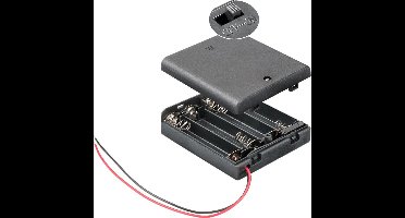 Batterijhouder voor 4 AA-batterijen - waterafstotend - kabel met open einde